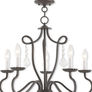 HomeRoots Five Light Dimmable Chandelier with Modern Cylinder Shades for Stylish Ambiance in Any Room 687189