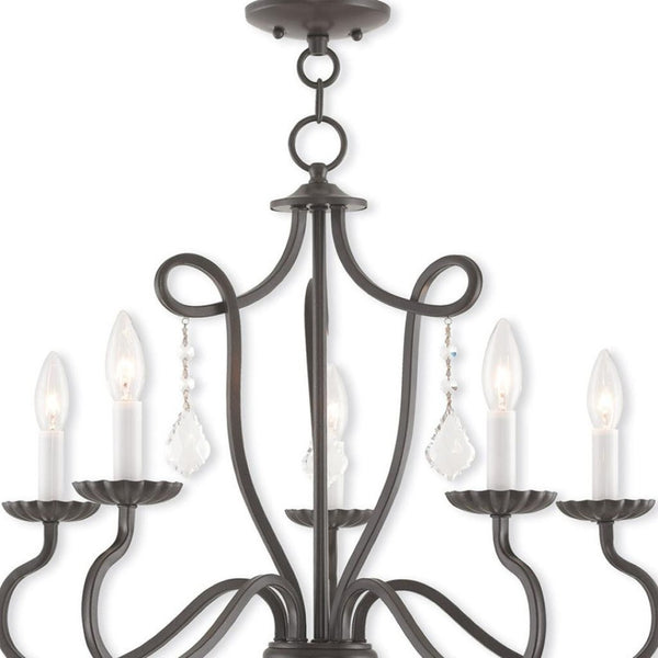 HomeRoots Five Light Dimmable Chandelier with Modern Cylinder Shades for Stylish Ambiance in Any Room 687189