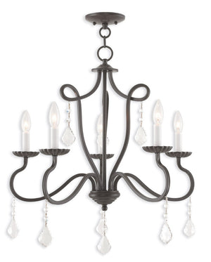 HomeRoots Five Light Dimmable Chandelier with Modern Cylinder Shades for Stylish Ambiance in Any Room 687189