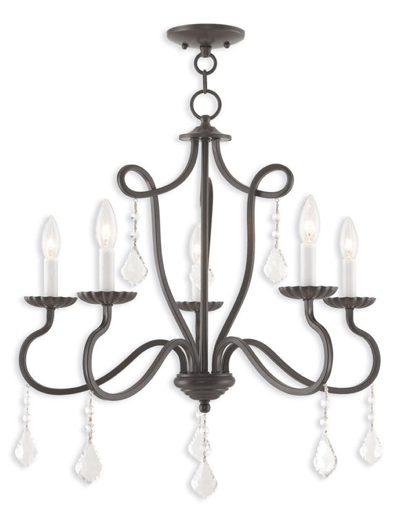HomeRoots Five Light Dimmable Chandelier with Modern Cylinder Shades for Stylish Ambiance in Any Room 687189