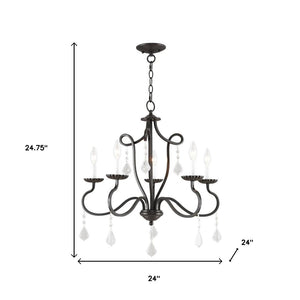 HomeRoots Five Light Dimmable Chandelier with Modern Cylinder Shades for Stylish Ambiance in Any Room 687189