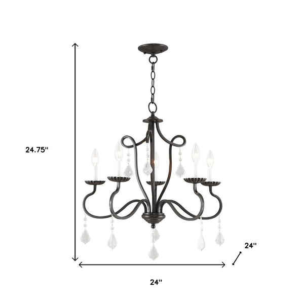 HomeRoots Five Light Dimmable Chandelier with Modern Cylinder Shades for Stylish Ambiance in Any Room 687189