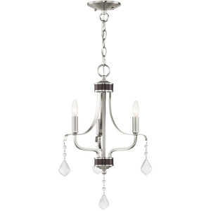 HomeRoots Three Light Dimmable Chandelier - Elegant Cylindrical Design for Modern Spaces with Adjustable Brightness 687190