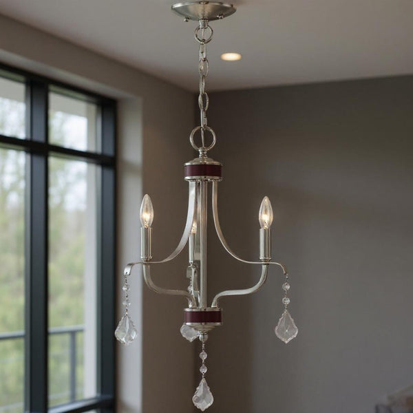 HomeRoots Three Light Dimmable Chandelier - Elegant Cylindrical Design for Modern Spaces with Adjustable Brightness 687190