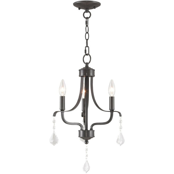 HomeRoots Nickel Three-Light Dimmable Chandelier with Clear Cylinder Shades for Modern Elegance & Ambiance 687191