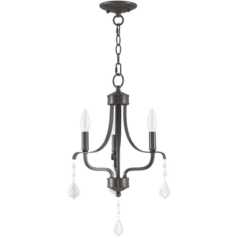 HomeRoots Nickel Three-Light Dimmable Chandelier with Clear Cylinder Shades for Modern Elegance & Ambiance 687191
