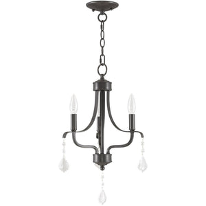 HomeRoots Nickel Three-Light Dimmable Chandelier with Clear Cylinder Shades for Modern Elegance & Ambiance 687191