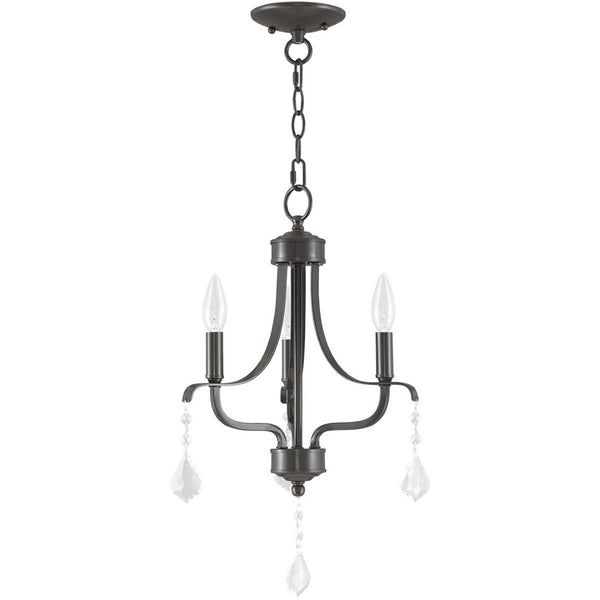 HomeRoots Nickel Three-Light Dimmable Chandelier with Clear Cylinder Shades for Modern Elegance & Ambiance 687191