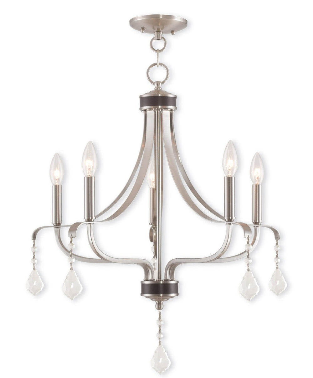 HomeRoots Five Light Dimmable Chandelier with Cylinder Shades – Modern Design for Adjustable Ambiance & Style 687192