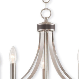 HomeRoots Five Light Dimmable Chandelier with Cylinder Shades – Modern Design for Adjustable Ambiance & Style 687192