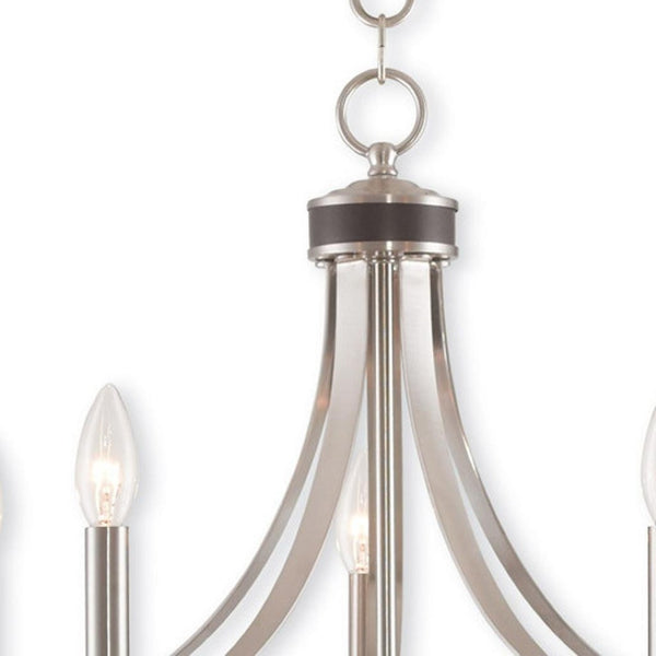 HomeRoots Five Light Dimmable Chandelier with Cylinder Shades – Modern Design for Adjustable Ambiance & Style 687192