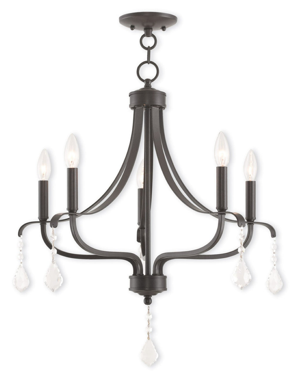 HomeRoots Five Light Dimmable Chandelier with Modern Cylindrical Shades for Stylish Home Illumination 687193