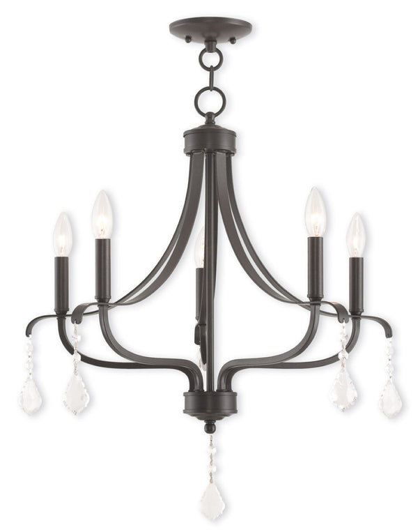 HomeRoots Five Light Dimmable Chandelier with Modern Cylindrical Shades for Stylish Home Illumination 687193