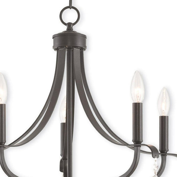 HomeRoots Five Light Dimmable Chandelier with Modern Cylindrical Shades for Stylish Home Illumination 687193