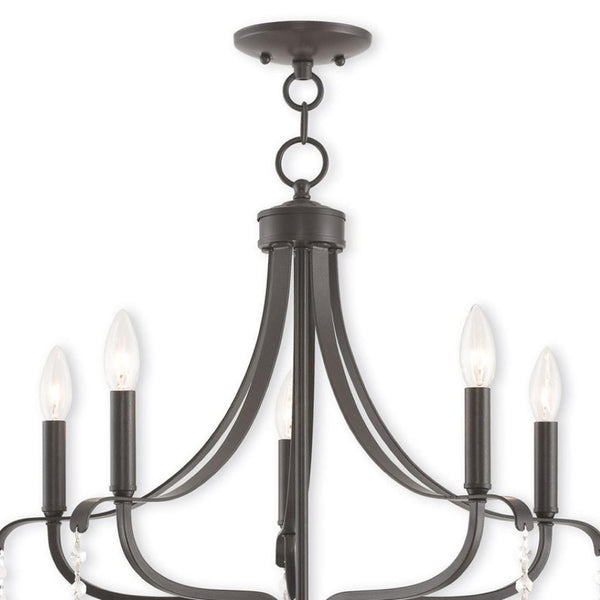 HomeRoots Five Light Dimmable Chandelier with Modern Cylindrical Shades for Stylish Home Illumination 687193