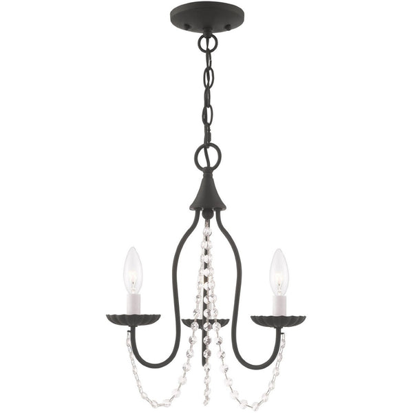 HomeRoots Black Modern Three-Light Dimmable Chandelier with Cylindrical Shades for Stylish Lighting Decor 687195