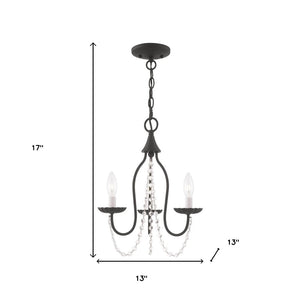 HomeRoots Black Modern Three-Light Dimmable Chandelier with Cylindrical Shades for Stylish Lighting Decor 687195