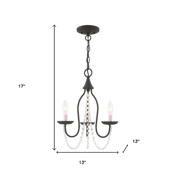 HomeRoots Black Modern Three-Light Dimmable Chandelier with Cylindrical Shades for Stylish Lighting Decor 687195