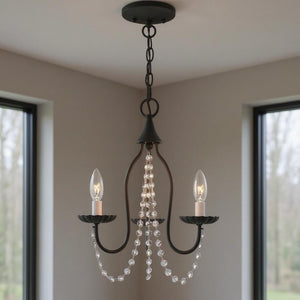 HomeRoots Black Modern Three-Light Dimmable Chandelier with Cylindrical Shades for Stylish Lighting Decor 687195