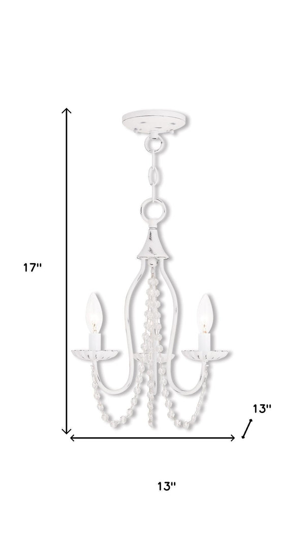 HomeRoots White Modern Dimmable Three-Light Metal Chandelier with Sleek Cylinder Shades for Elegant Spaces 687197
