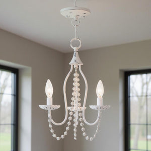 HomeRoots White Modern Dimmable Three-Light Metal Chandelier with Sleek Cylinder Shades for Elegant Spaces 687197