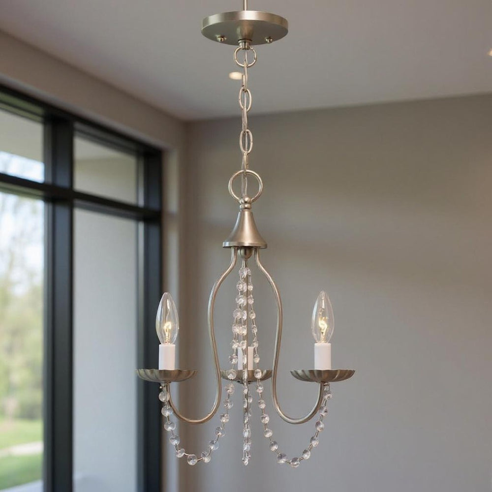 HomeRoots Three Light Dimmable Chandelier - Modern Cylinder Shades for Stylish Ambiance in Any Room 687198