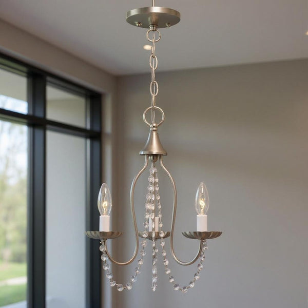 HomeRoots Three Light Dimmable Chandelier - Modern Cylinder Shades for Stylish Ambiance in Any Room 687198