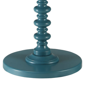 English Elm Teal Round Pedestal Side Table with Turned Base, Solid Wood & MDF, Timeless Accent for Living Rooms and Dining Spaces B062P185709