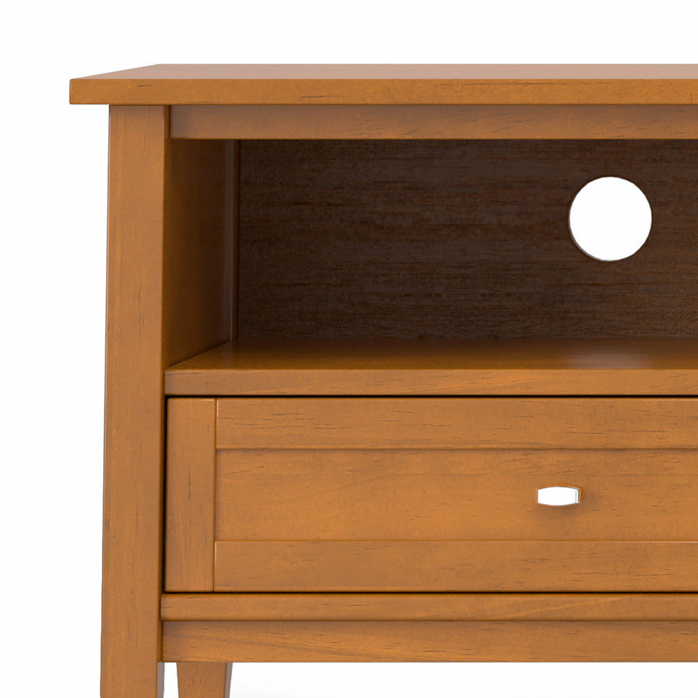 English Elm Warm 72" Low TV Media Stand Light Brown Solid Wood 80" TV Capacity Shaker Design Storage Drawers B136P203481