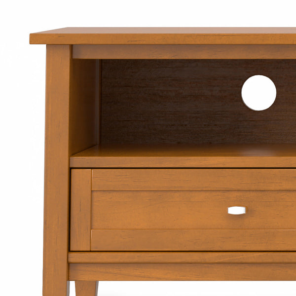 English Elm Warm 72" Low TV Media Stand Light Brown Solid Wood 80" TV Capacity Shaker Design Storage Drawers B136P203481