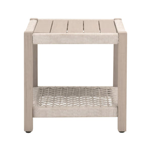 Essentials for Living Wrap Outdoor Side Table Solid Teak Wood with Rope Shelf Coastal Nautical Accent 6872.OAT/W-ET