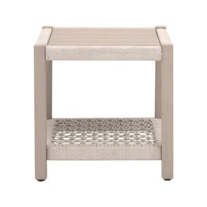 Essentials for Living Wrap Outdoor Side Table Solid Teak Wood with Rope Shelf Coastal Nautical Accent 6872.OAT/W-ET