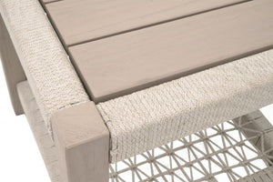 Essentials for Living Wrap Outdoor Side Table Solid Teak Wood with Rope Shelf Coastal Nautical Accent 6872.OAT/W-ET
