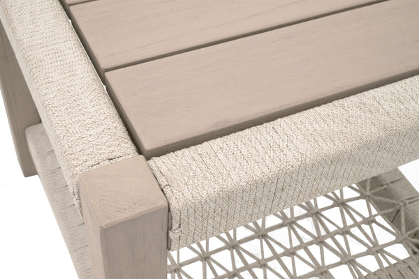 Essentials for Living Wrap Outdoor Side Table Solid Teak Wood with Rope Shelf Coastal Nautical Accent 6872.OAT/W-ET