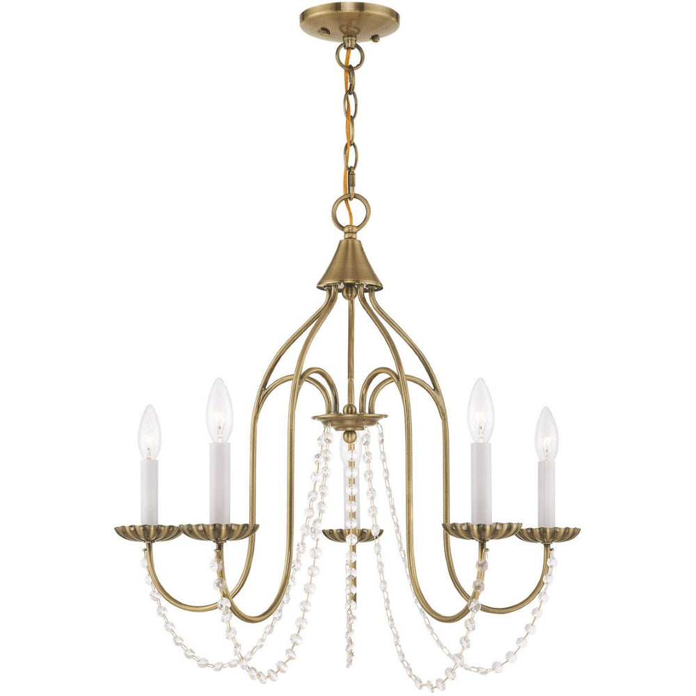 HomeRoots Five Light Dimmable Chandelier - Modern Cylindrical Shades for Elegant Ambiance in Any Room 687200