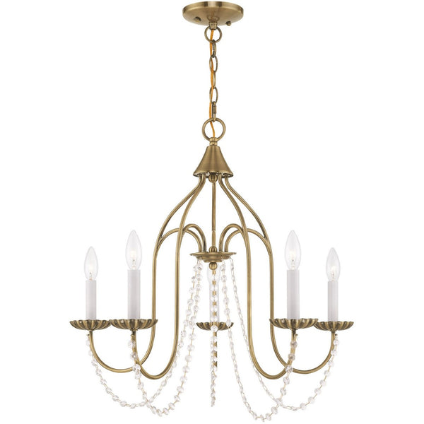 HomeRoots Five Light Dimmable Chandelier - Modern Cylindrical Shades for Elegant Ambiance in Any Room 687200