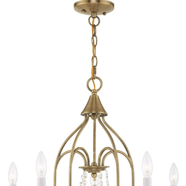 HomeRoots Five Light Dimmable Chandelier - Modern Cylindrical Shades for Elegant Ambiance in Any Room 687200