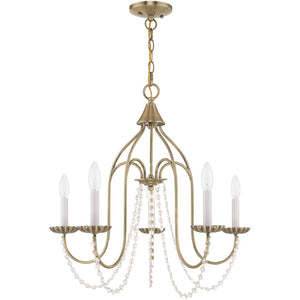 HomeRoots Five Light Dimmable Chandelier - Modern Cylindrical Shades for Elegant Ambiance in Any Room 687200