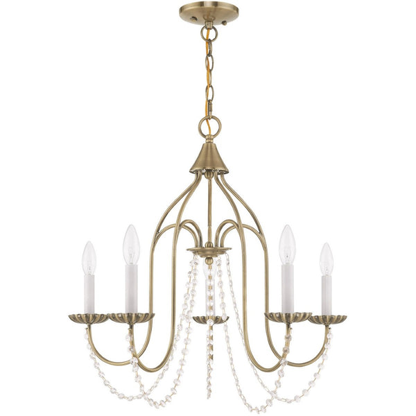 HomeRoots Five Light Dimmable Chandelier - Modern Cylindrical Shades for Elegant Ambiance in Any Room 687200