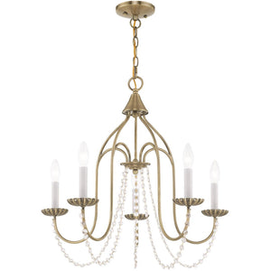 HomeRoots Five Light Dimmable Chandelier - Modern Cylindrical Shades for Elegant Ambiance in Any Room 687200
