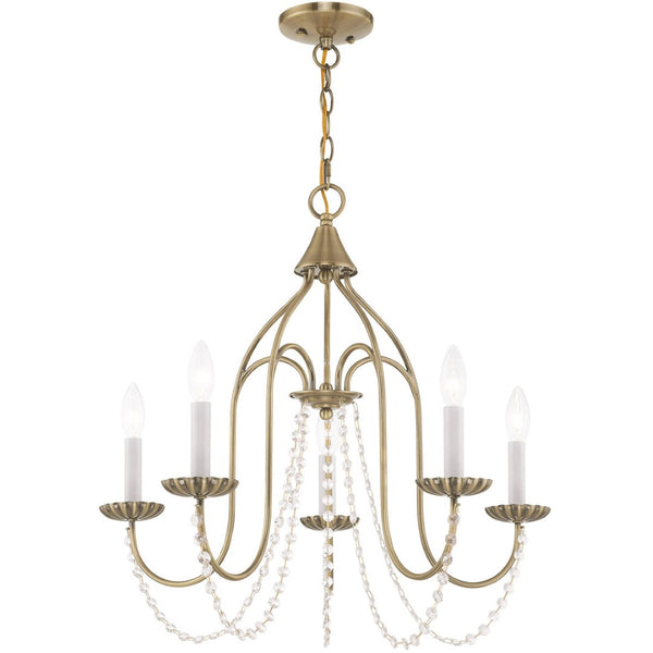 HomeRoots Five Light Dimmable Chandelier - Modern Cylindrical Shades for Elegant Ambiance in Any Room 687200