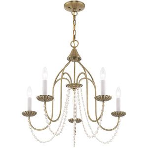 HomeRoots Five Light Dimmable Chandelier - Modern Cylindrical Shades for Elegant Ambiance in Any Room 687200