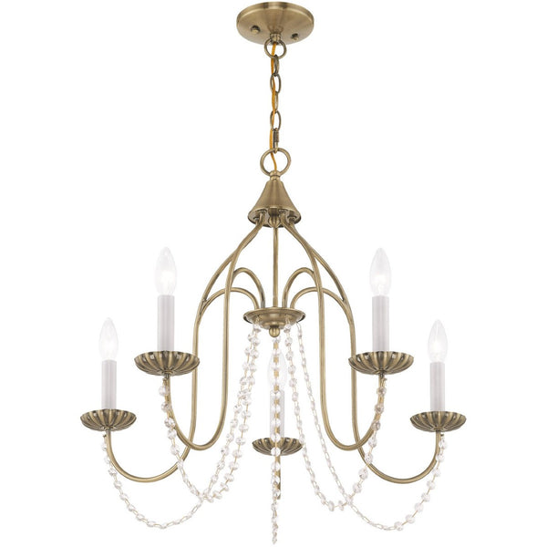 HomeRoots Five Light Dimmable Chandelier - Modern Cylindrical Shades for Elegant Ambiance in Any Room 687200