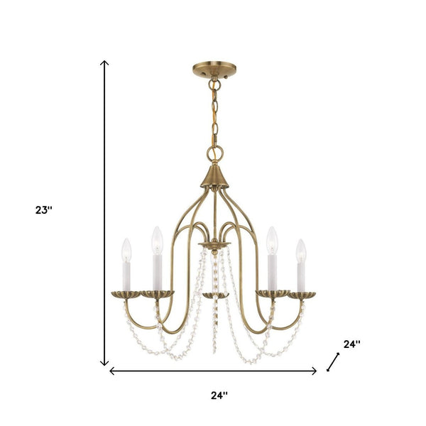 HomeRoots Five Light Dimmable Chandelier - Modern Cylindrical Shades for Elegant Ambiance in Any Room 687200