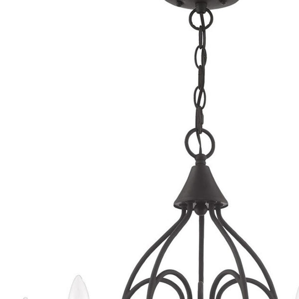 HomeRoots Black Modern Five-Light Dimmable Chandelier with Stylish Cylinder Shades for Any Room Decor 687201