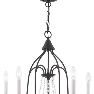 HomeRoots Black Modern Five-Light Dimmable Chandelier with Stylish Cylinder Shades for Any Room Decor 687201