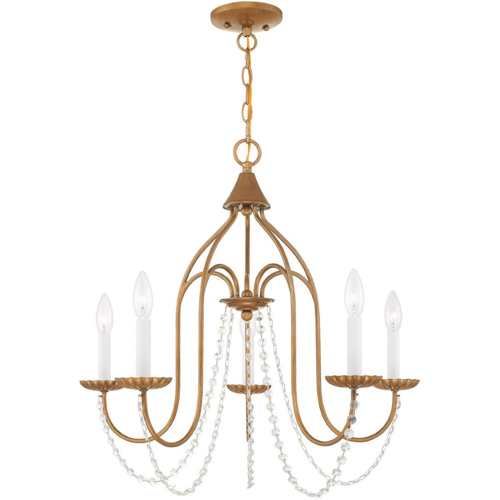 HomeRoots Five Light Dimmable Chandelier - Modern Steel Design with Adjustable Brightness for Elegant Spaces 687202