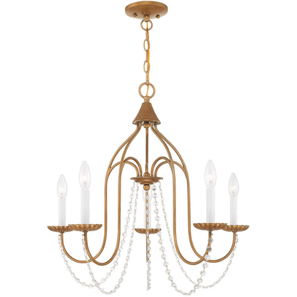 HomeRoots Five Light Dimmable Chandelier - Modern Steel Design with Adjustable Brightness for Elegant Spaces 687202