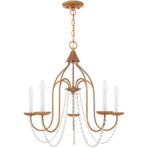 HomeRoots Five Light Dimmable Chandelier - Modern Steel Design with Adjustable Brightness for Elegant Spaces 687202
