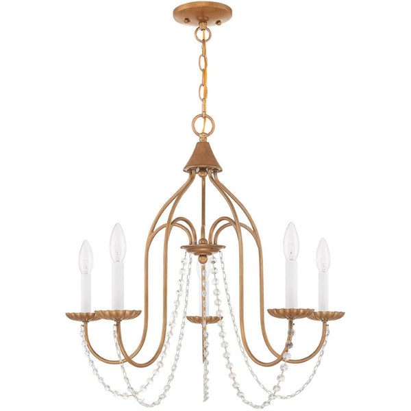 HomeRoots Five Light Dimmable Chandelier - Modern Steel Design with Adjustable Brightness for Elegant Spaces 687202